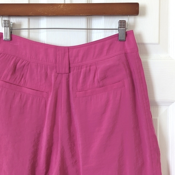 Anthropologie Classic Pleated High Waisted Cropped Wide Leg Trousers Hot Pink 4 - Picture 13 of 15